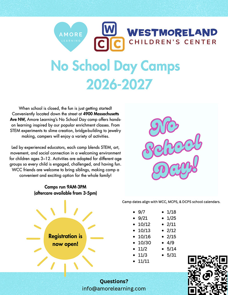 Westmoreland Children's Center No School Day Camps flyer