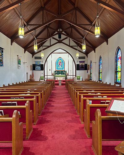 Sanctuary with lights on