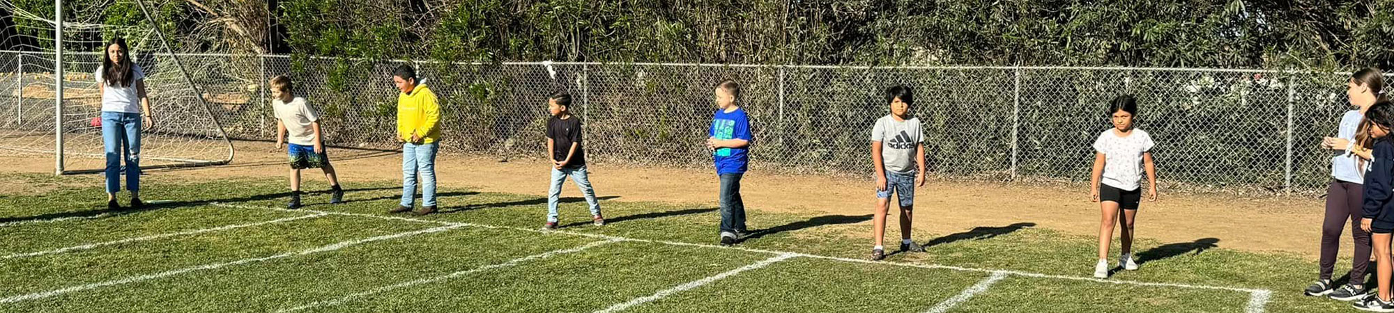 Students lined up for a race outside