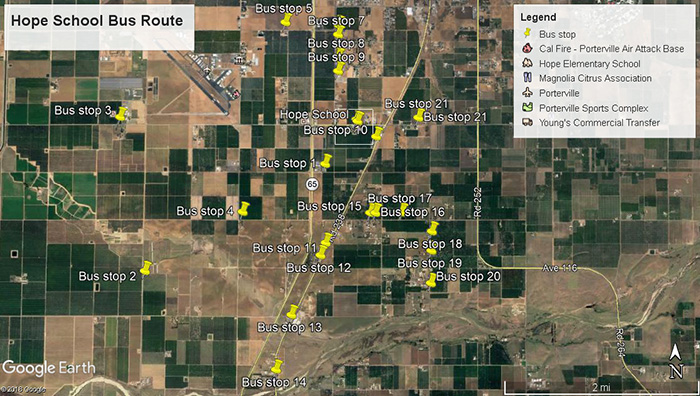 Hope School Bus Route Map