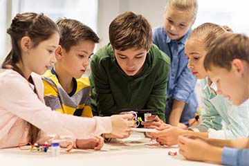 students working on a project together