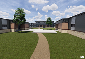 Artist rendering of outside school