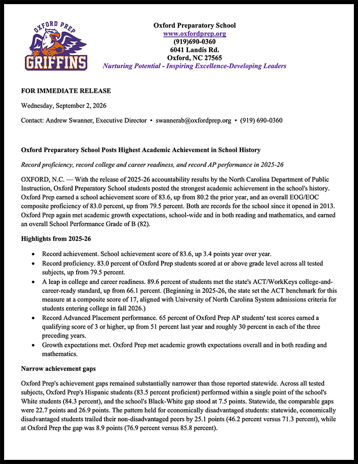 Image of Academic Achievement letter