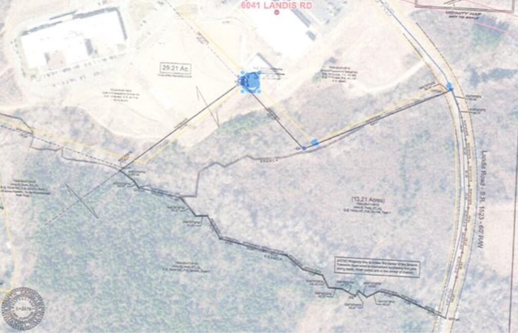Map of purchased adjacent 13-acre parcel on Landis Road for future baseball field and potentially a softball field