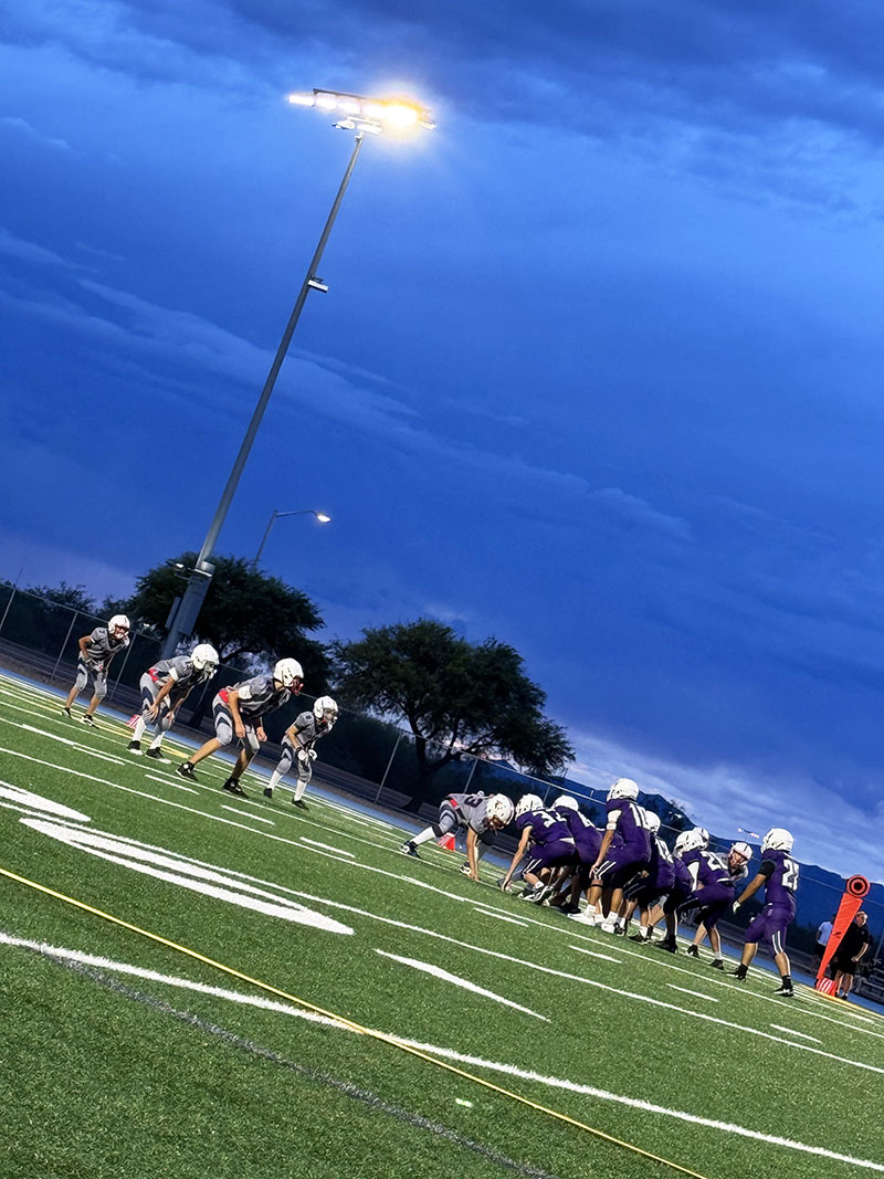 Football players on the field during a game