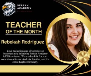 Teacher of the month Rebekah Rodriguez
