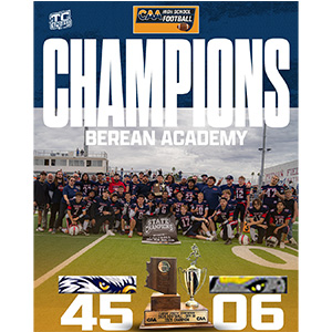 team photo between words Champions Berean Academy 45 to 06