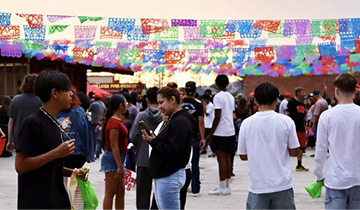 Students attending an outdoor festival