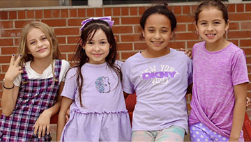 Students dressed in purple during Color Days