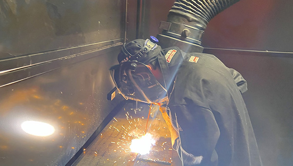 A student welding