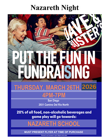 Dave & Buster's Nazareth Night fundraising flyer