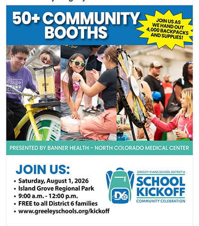 Greeley-Evans School District 6 School Kickoff Community Celebration Flyer