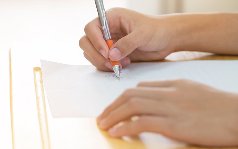 Student taking a test