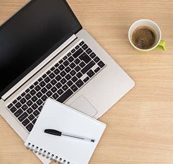 open laptop and notebook