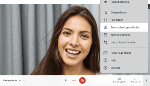 how to blur background during a call