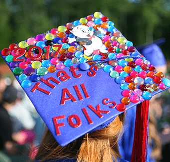 graduation cap that reads that's all folks