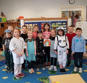 students dressed up for career day