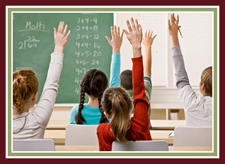 Students raising hands